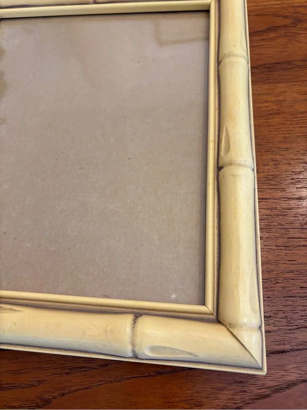 Vintage MCM Faux Bamboo yellow Picture Frame Original Glass 10x12